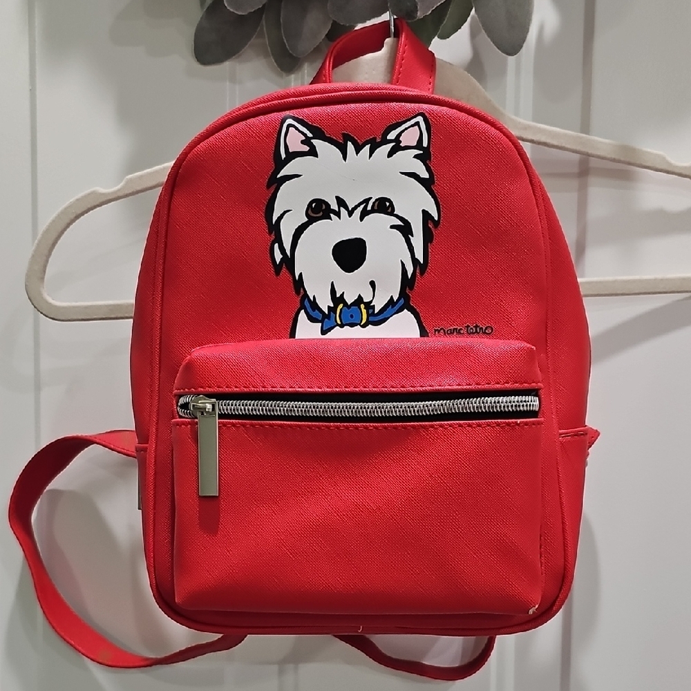 Red Backpack with Cute Dog Design